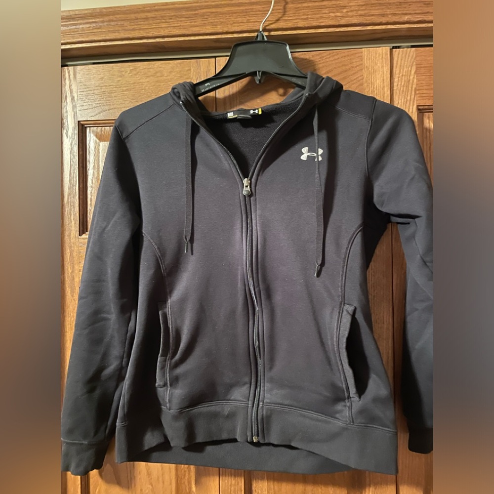 Under Armour women’s black zip hooded jacket size medium
